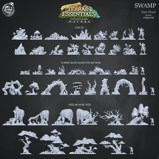 3D Printed Cast n Play Swamp Terrain Trees and more Trees Set Terrain Essentials Nature 28mm 32mm D&D