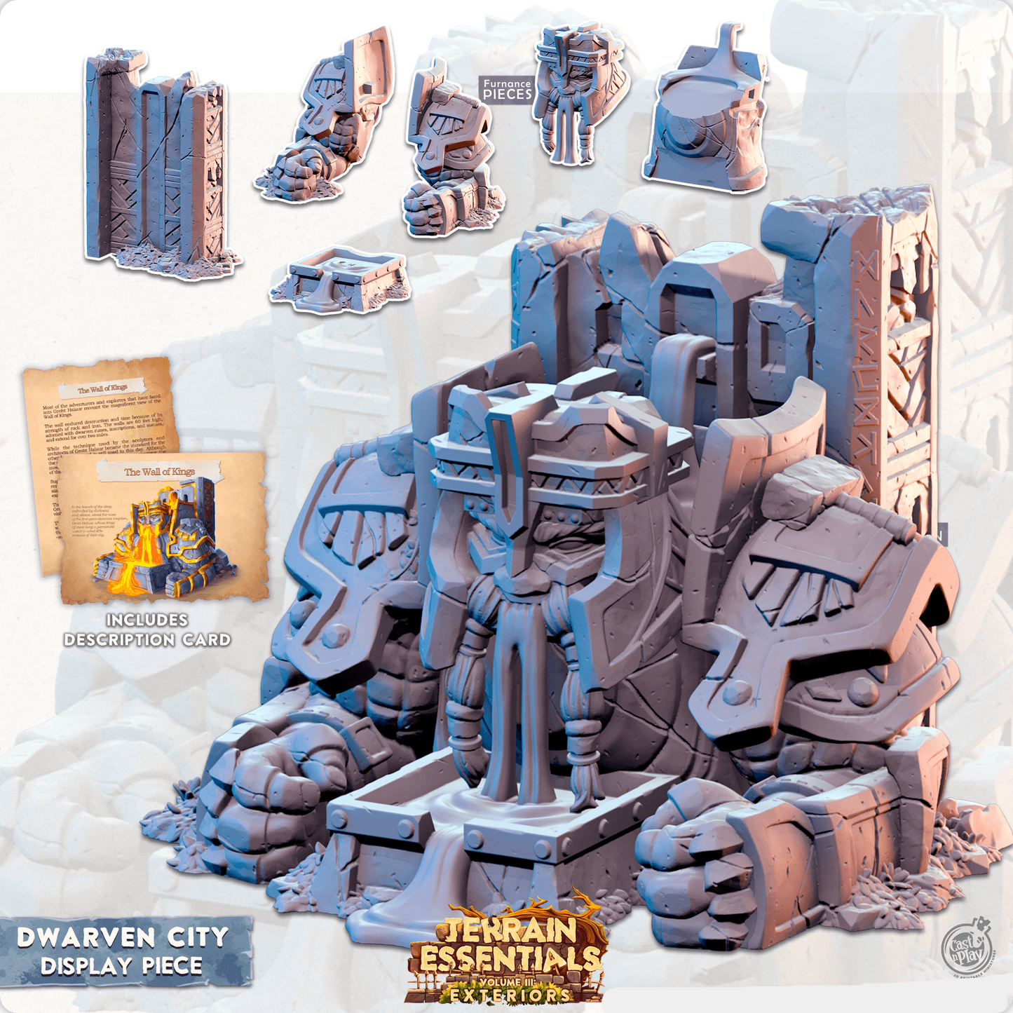 3D Printed Cast n Play Terrain Essentials Vol III Exteriors Dwarven City Set Furnance 28mm 32mm D&D