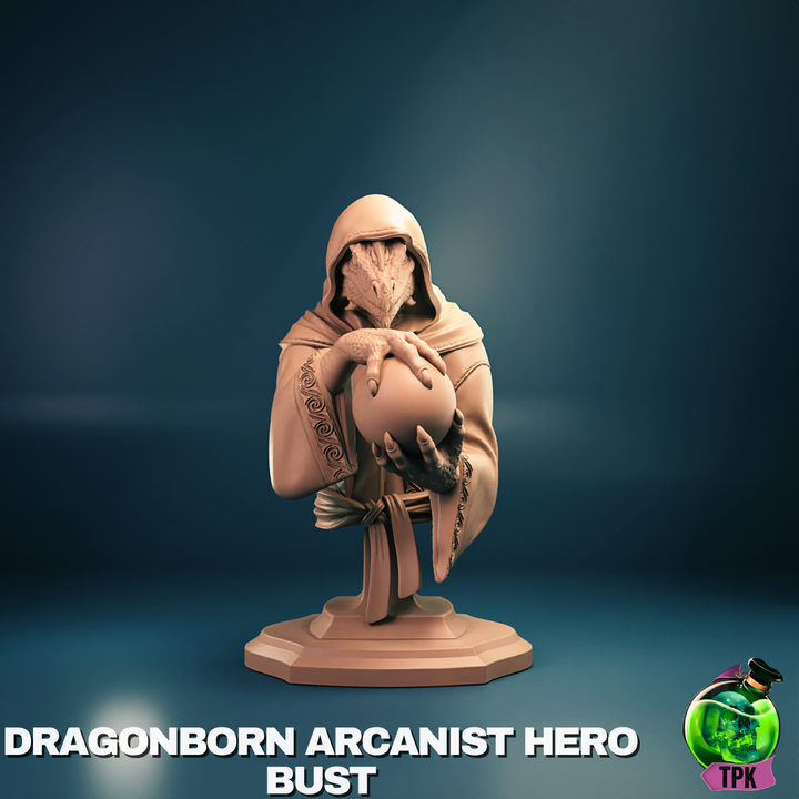 Dragonborn Male Arcanist Miniature and Bust