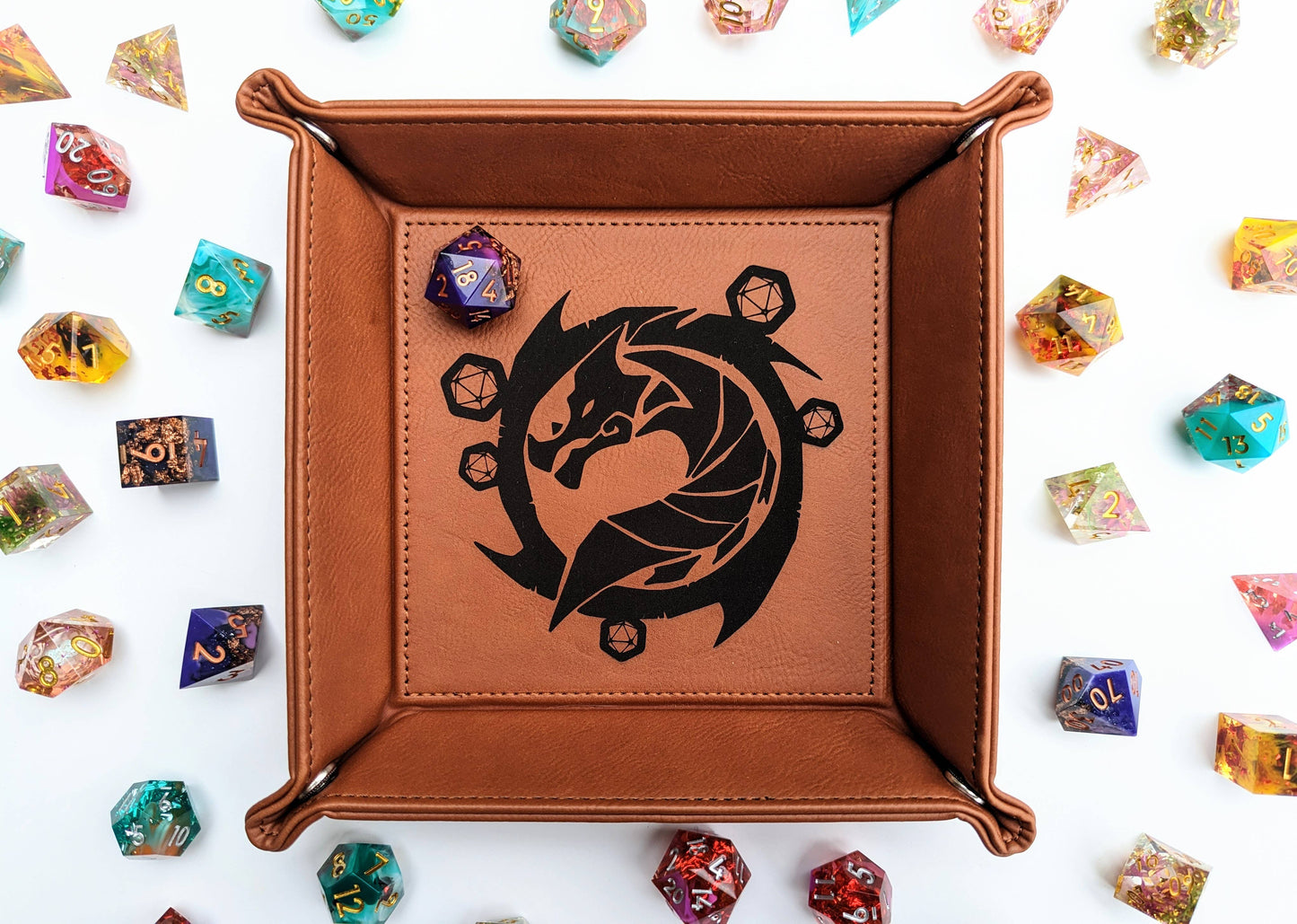 The Waiting Wyvern - Vegan Leather Dice Rolling Tray