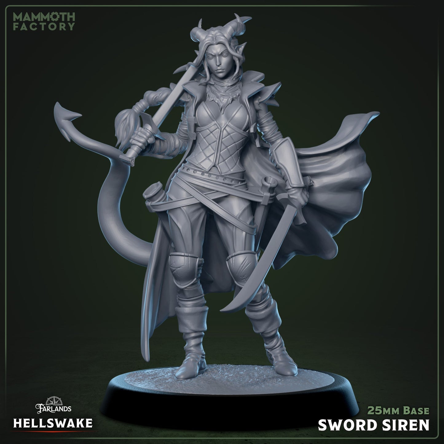 Hellswake Sword Siren – Tiefling Fighter Female Miniature