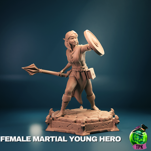 Young Elven Warrior Miniature & Bust – Female Elf Fighter