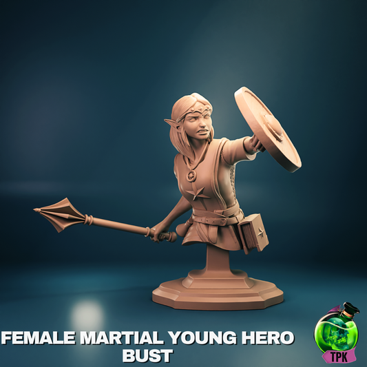 Young Elven Warrior Miniature & Bust – Female Elf Fighter