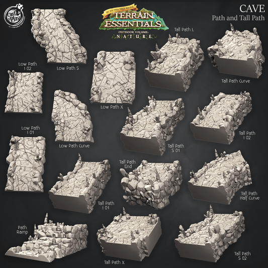 3D Printed Cast n Play Cave Path and Tall Path Set Terrain Essentials Nature 28mm 32mm D&D