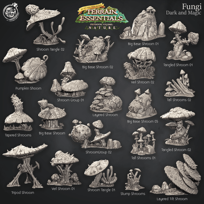 3D Printed Cast n Play Dark And Magic Fungi Fungi Terrain Set Terrain Essentials Nature 28mm 32mm D&D