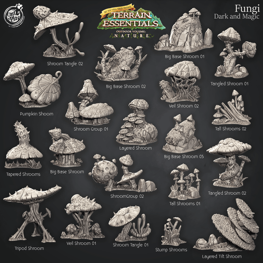 3D Printed Cast n Play Dark And Magic Fungi Fungi Terrain Set Terrain Essentials Nature 28mm 32mm D&D