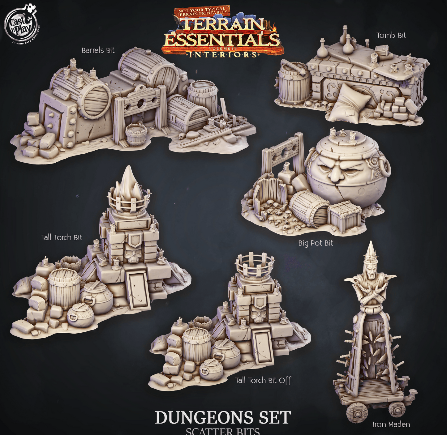 3D Printed Cast n Play Dungeons Scatter Bits Terrain Essentials 28mm 32mm D&D