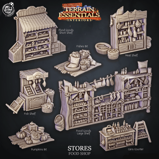 3D Printed Cast n Play Food Shop Terrain Essentials 28mm 32mm D&D