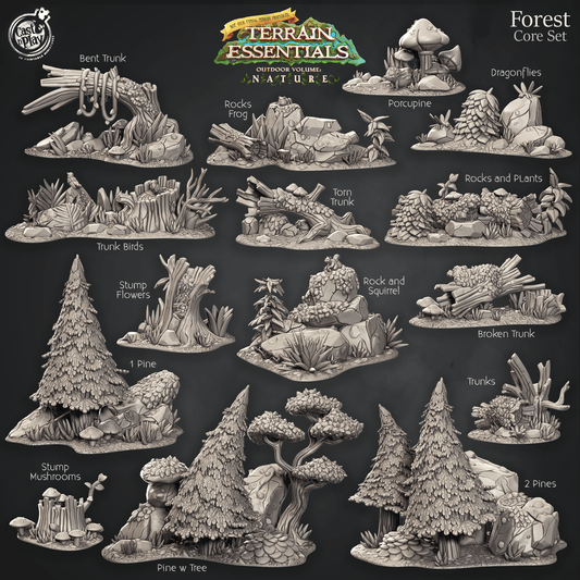 3D Printed Cast n Play Forest Core Set Forest Terrain Set Terrain Essentials Nature 28mm 32mm D&D