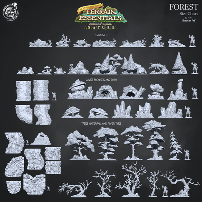3D Printed Cast n Play Forest Core Set Forest Terrain Set Terrain Essentials Nature 28mm 32mm D&D