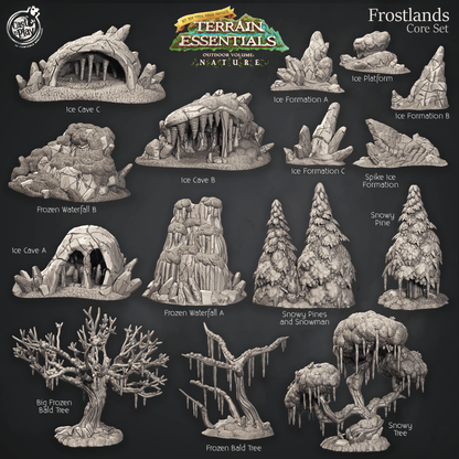 3D Printed Cast n Play Frostlands Core Set Frostlands Terrain Set Terrain Essentials Nature 28mm 32mm D&D