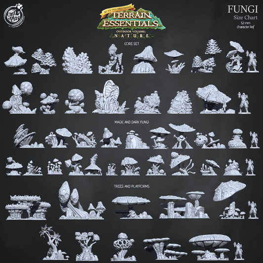 3D Printed Cast n Play Fungi Core Set Fungi Terrain Set Terrain Essentials Nature 28mm 32mm D&D