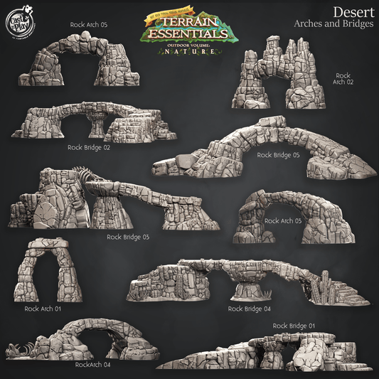 3D Printed Cast n Play Giant Bridges and Arches Desert Terrain Set Terrain Essentials Nature 28mm 32mm D&D