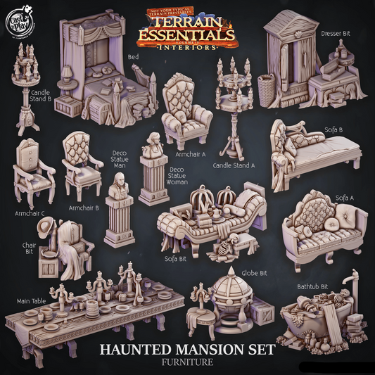 3D Printed Cast n Play Haunted Mansion Furniture Terrain Essentials 28mm 32mm D&D