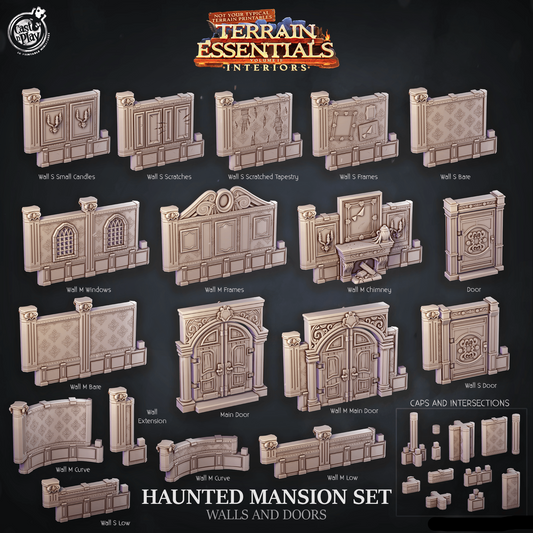 3D Printed Cast n Play Haunted Mansion Walls And Doors Terrain Essentials 28mm 32mm D&D