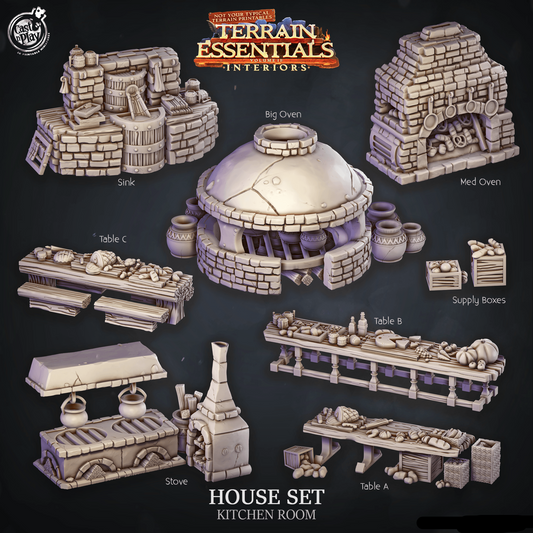 3D Printed Cast n Play House Set Kitchen Terrain Essentials 28mm 32mm D&D