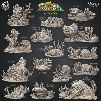 3D Printed Cast n Play Ocean Core Set Ocean Terrain Set Terrain Essentials Nature 28mm 32mm D&D