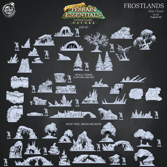 3D Printed Cast n Play Snowy Trees, Bridges and Arches Frostlands Terrain Set Terrain Essentials Nature 28mm 32mm D&D