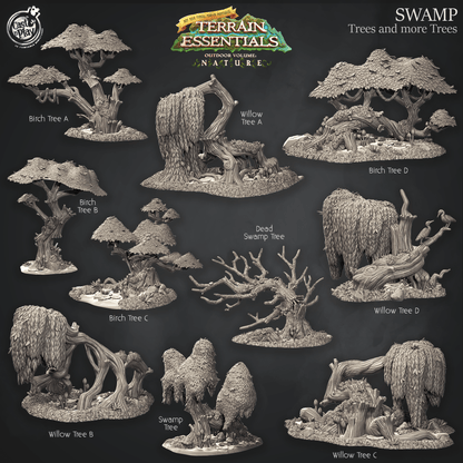 3D Printed Cast n Play Swamp Terrain Trees and more Trees Set Terrain Essentials Nature 28mm 32mm D&D