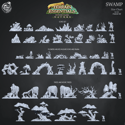 3D Printed Cast n Play Swamp Terrain Trees and more Trees Set Terrain Essentials Nature 28mm 32mm D&D