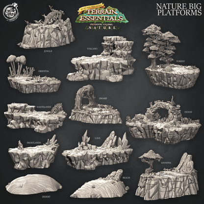 3D Printed Cast n Play Terrain Essentials Nature - Nature Big Platforms Set 28mm 32mm D&D