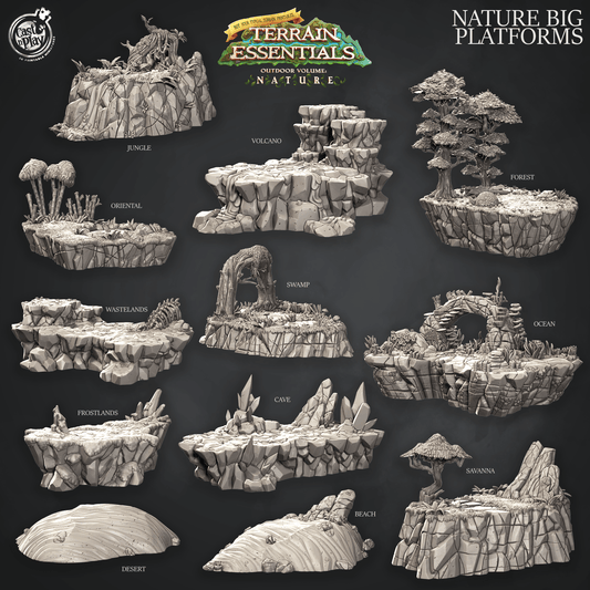 3D Printed Cast n Play Terrain Essentials Nature - Nature Big Platforms Set 28mm 32mm D&D