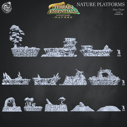 3D Printed Cast n Play Terrain Essentials Nature - Nature Big Platforms Set 28mm 32mm D&D