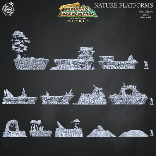 3D Printed Cast n Play Terrain Essentials Nature - Nature Big Platforms Set 28mm 32mm D&D