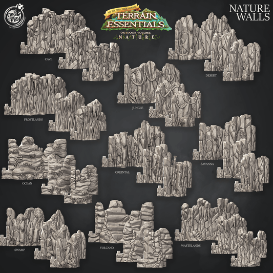 3D Printed Cast n Play Terrain Essentials Nature - Nature Wall  28mm 32mm D&D