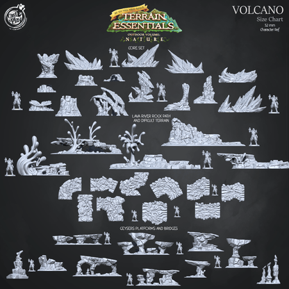 3D Printed Cast n Play Terrain Essentials Nature Volcano Terrain - Volcano Core Set 28mm 32mm D&D