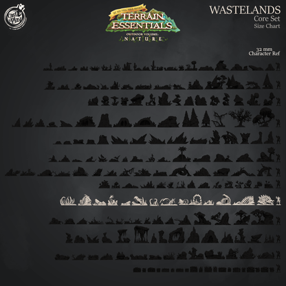 3D Printed Cast n Play Terrain Essentials Nature Wastelands Terrain - Wastelands Core Set 28mm 32mm D&D
