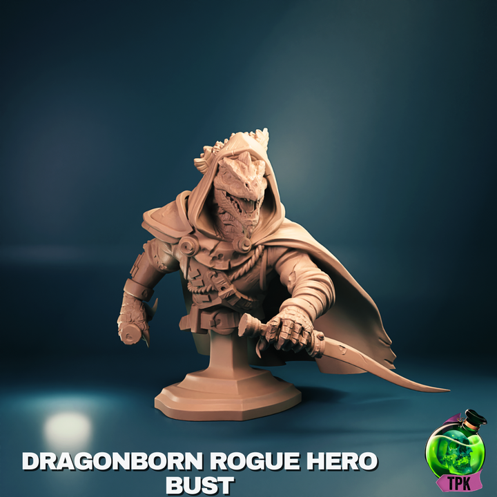 Dragonborn Male Rogue Miniature and Bust