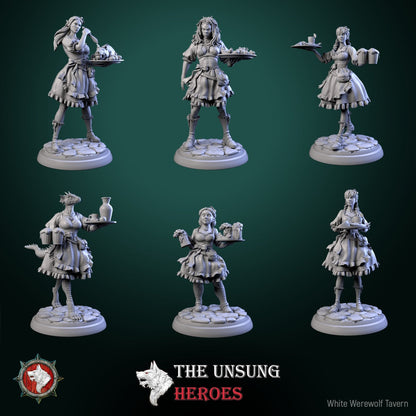 Alehouse Maids Miniature Set – Fantasy Tavern NPCs & Bust