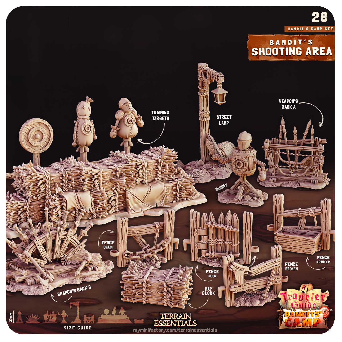 3D Printed Cast n Play Shooting Area Bandits Camp Terrain Set 28mm 32mm D&D