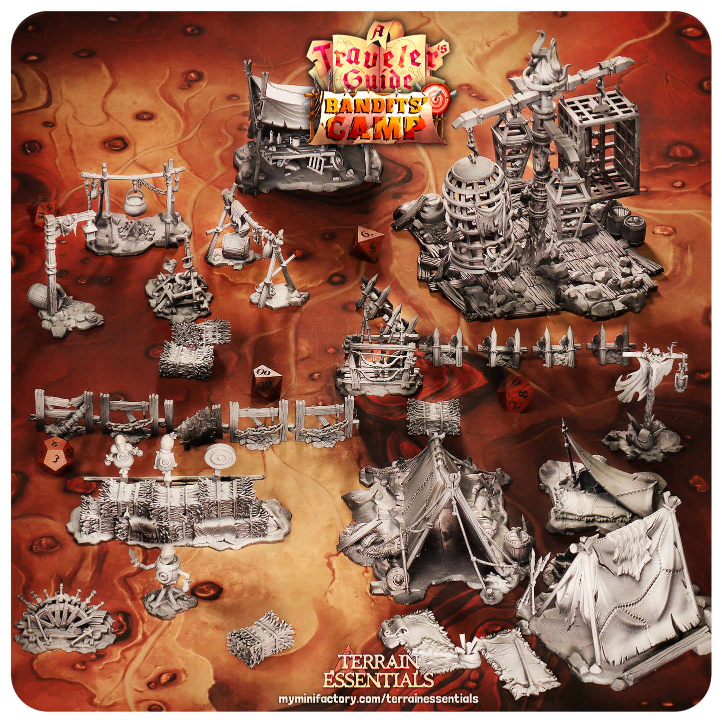 3D Printed Cast n Play Shooting Area Bandits Camp Terrain Set 28mm 32mm D&D