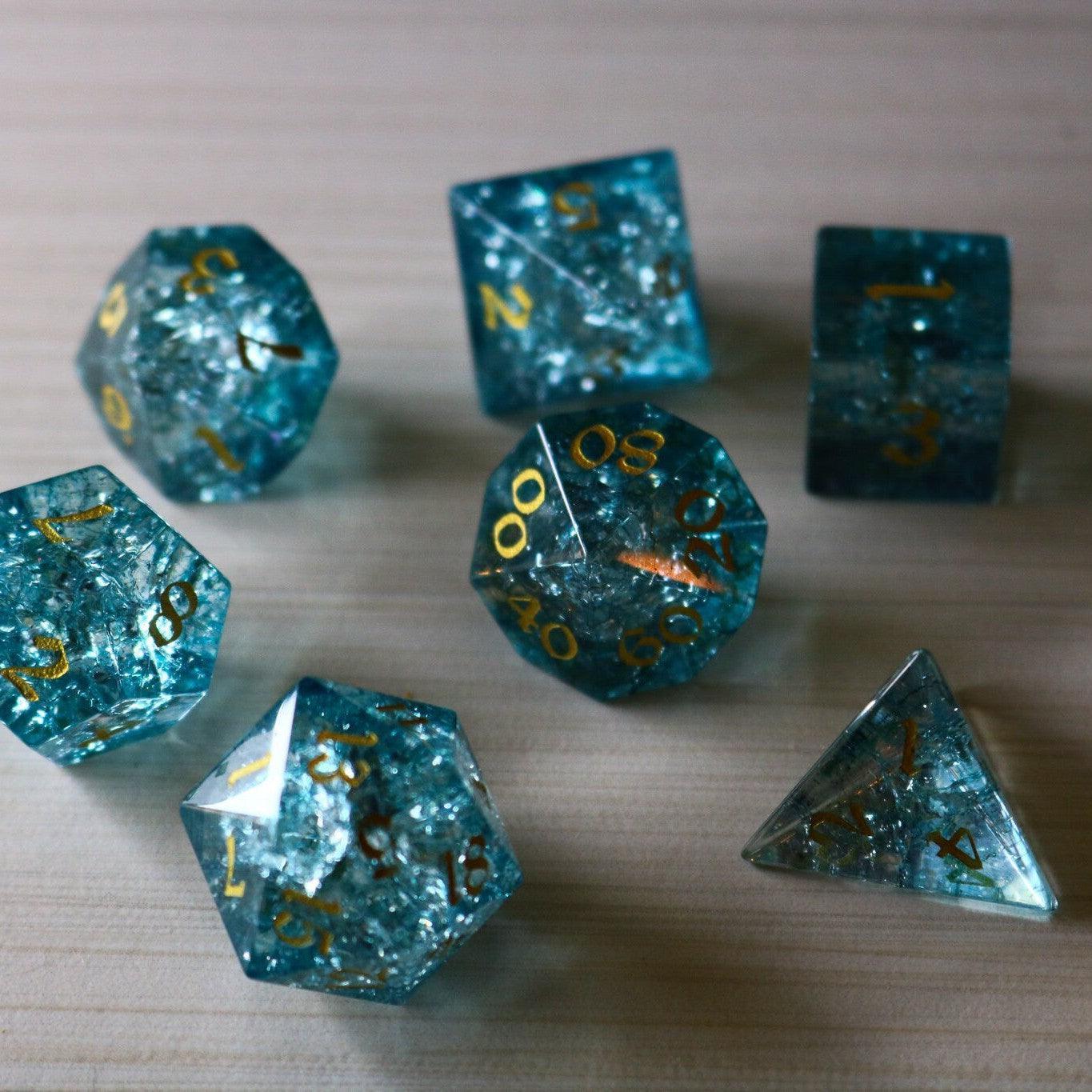 Blue Ocean Forge Fire Glass DND Dice Set