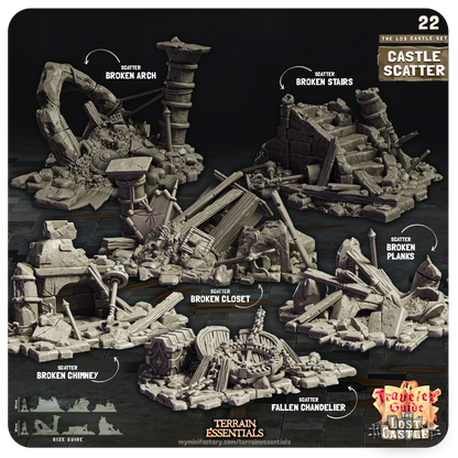 3D Printed Cast n Play Castle Scatter The Lost Castle Terrain Set 28mm 32mm D&D