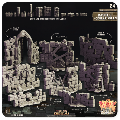 3D Printed Cast n Play Castle Modular Walls The Lost Castle Terrain Set 28mm 32mm D&D
