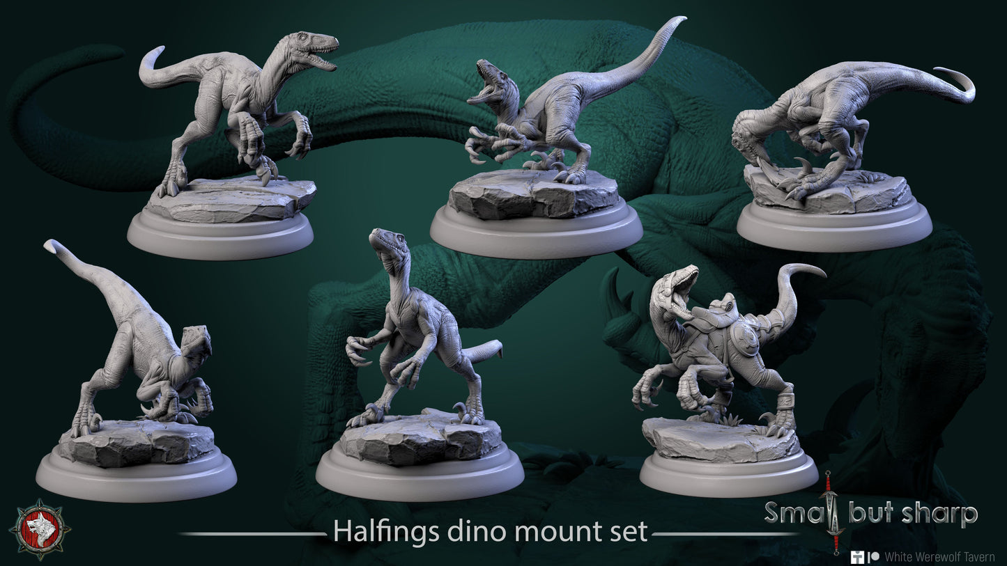 Halfling Dino Mount Set – Dinosaur Beast Miniatures