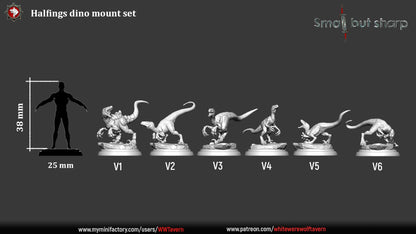 Halfling Dino Mount Set – Dinosaur Beast Miniatures