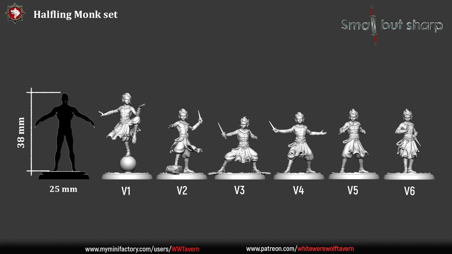 Halfling Monks Set – Halfling Male Monk Miniatures