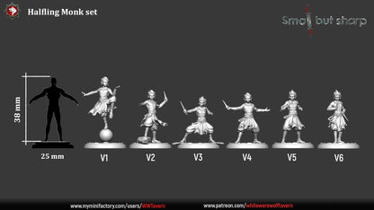 Halfling Monks Set – Halfling Male Monk Miniatures