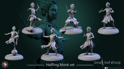 Halfling Monks Set – Halfling Male Monk Miniatures