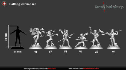 Halfling Warriors Set – Halfling Male Fighters Miniatures