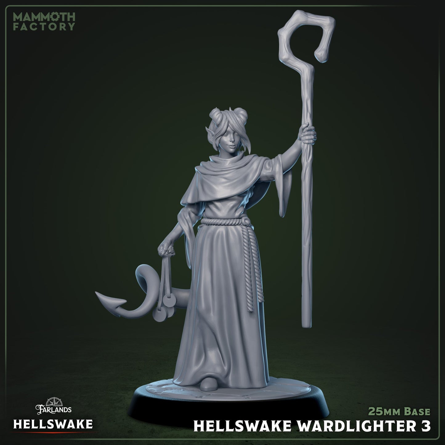 Hellswake Wardlighter Set – Tiefling Cleric Miniatures