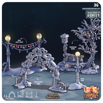 3D Printed Cast n Play Christmas Village Terrain Set 28mm 32mm D&D