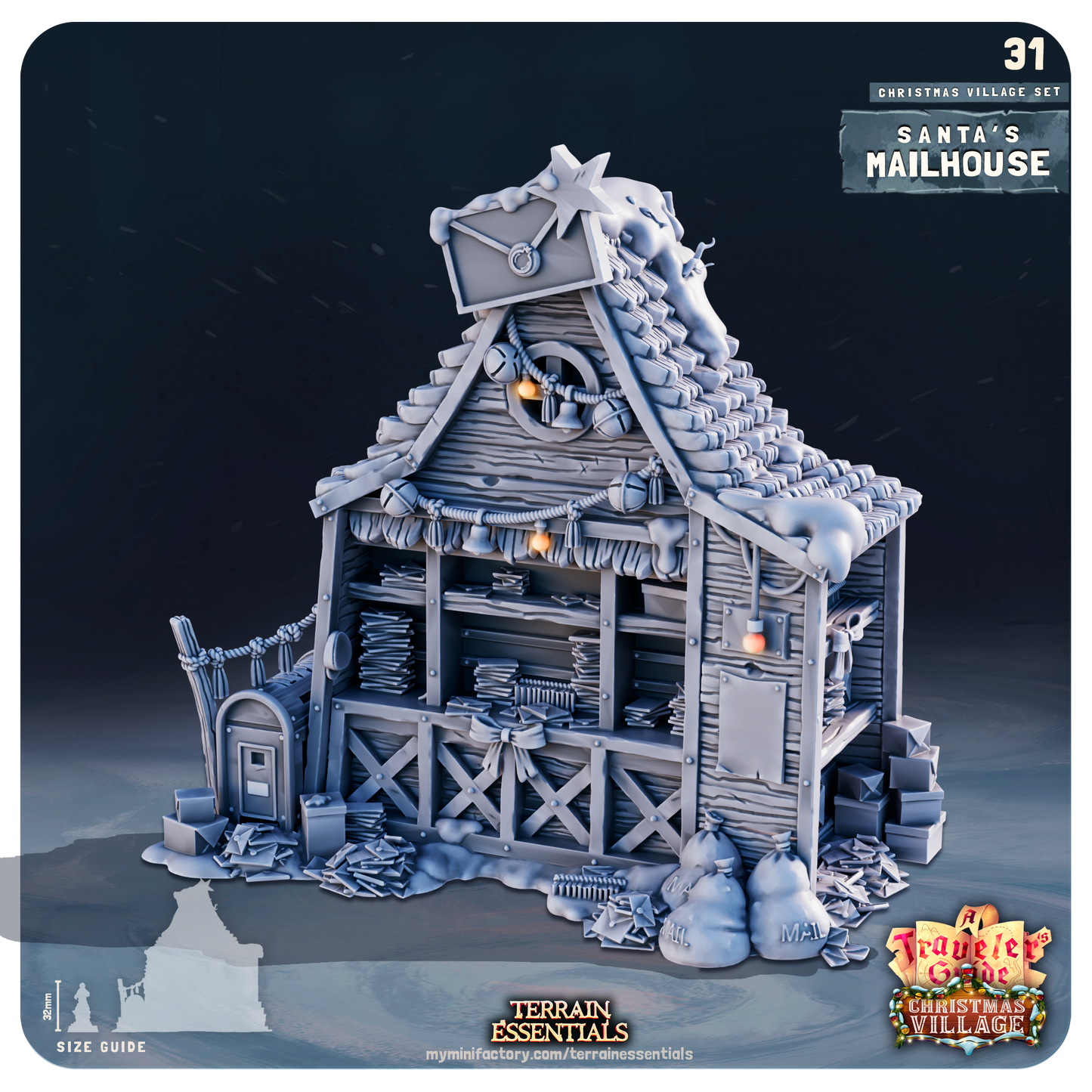 3D Printed Cast n Play Christmas Village Terrain Set 28mm 32mm D&D