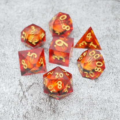 Sauron's Eye |  7 Piece Moving Eye DnD Dice Set | Acrylic RPG Gaming Dice