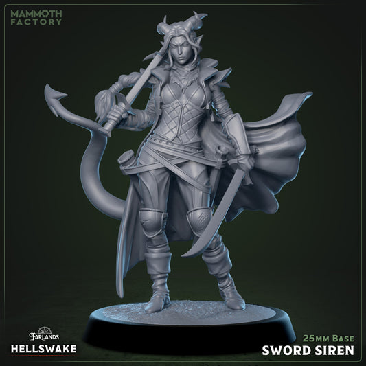 Hellswake Sword Siren – Tiefling Fighter Female Miniature