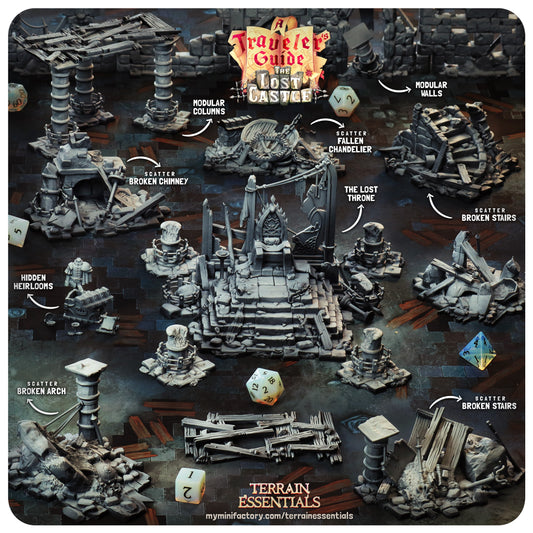 3D Printed Cast n Play Lost Throne The Lost Castle Terrain Set 28mm 32mm D&D